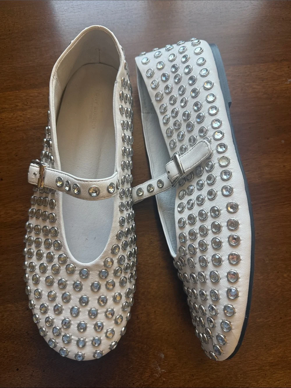 Tony Bianco Miami White Studded Slip-On Loafer with Buckle